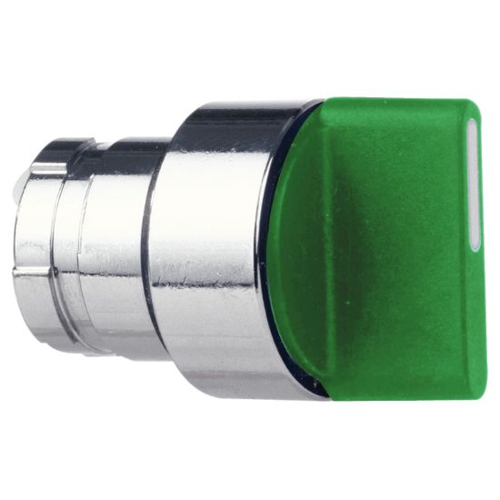 Picture of illuminated selector switch head - 3 positions - Ø 22 - green