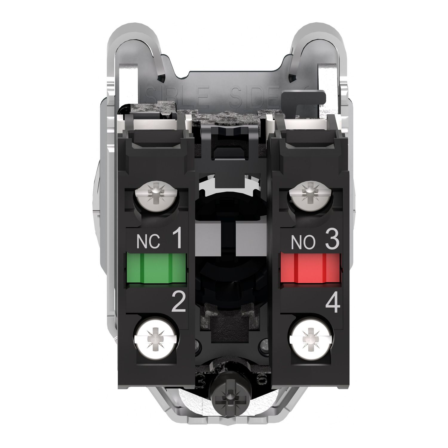 Picture of Selector switch flush mounted, Harmony XB4, metal, black, 30mm, 2 positions, stay put, 1NO+1NC
