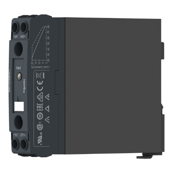 Picture of DIN rail mount relay,  Harmony Solid State Relays, 20A, zeroVoltage switching, relay configuration, input 4...32V DC, output 48...600V AC