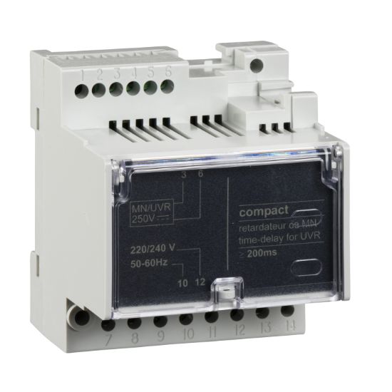 Picture of MN delay unit, ComPacT NSX/NSXm, fixed time delay 200ms, 220/240VAC 50/60Hz, spare part