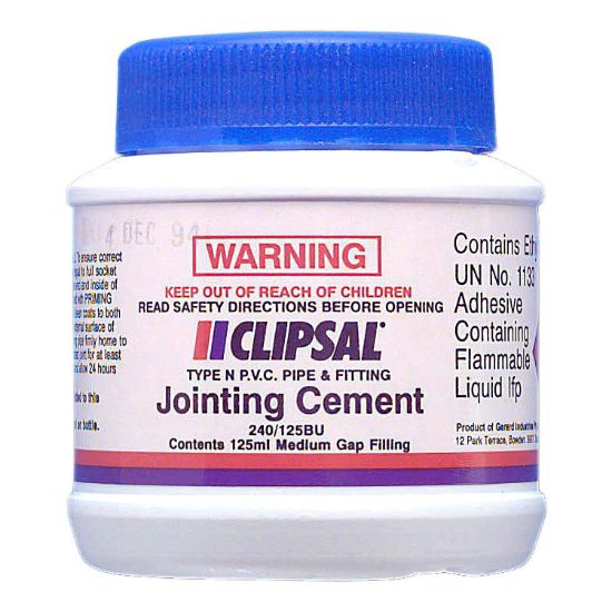 Picture of PVC Medium Gap Filling Blue Cement, Clipsal - Cable Management, 125Ml Bottle with Brush