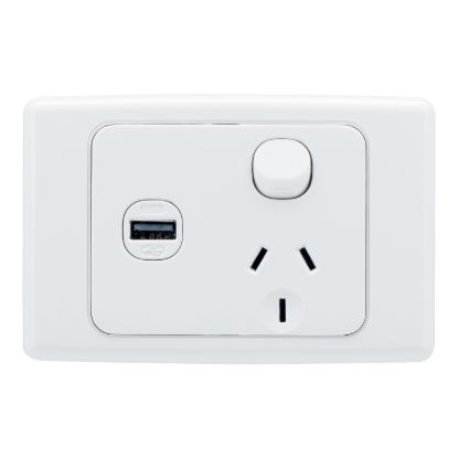 Picture of Switched Socket, 2000 Series, Single 10A GPO with 1 x 30USBCM Charger