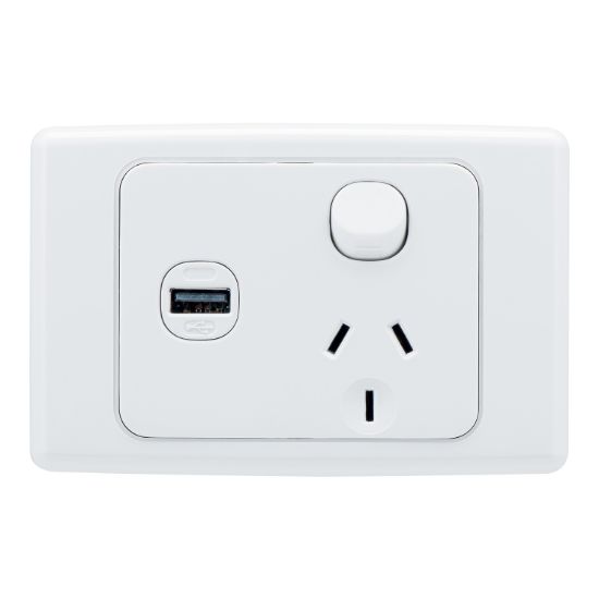 Picture of Switched Socket, 2000 Series, Single 10A GPO with 1 x 30USBCM Charger