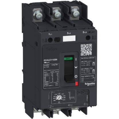 Picture of Motor circuit breaker, TeSys GV4, TeSys GV4, 3P, 80A, Icu 50kA, magnetic, lugs terminals