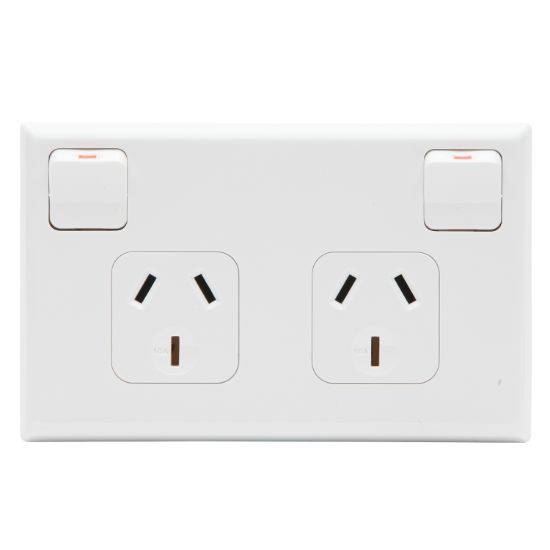 Picture of Socket Outlet 600 Series - Twin switched - Assembled - Horizontal - 250 V - 10 A - White