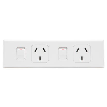 Picture of Socket Outlet 600 Series - Twin switched - Assembled - Horizontal - Worktop - 250 V - 10 A - White