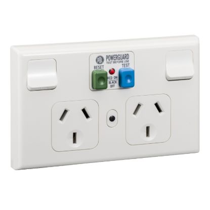 Picture of Socket Outlet 600 Series - Twin switched - Assembled - Horizontal - RCD protection - 240 V - 10 A - White
