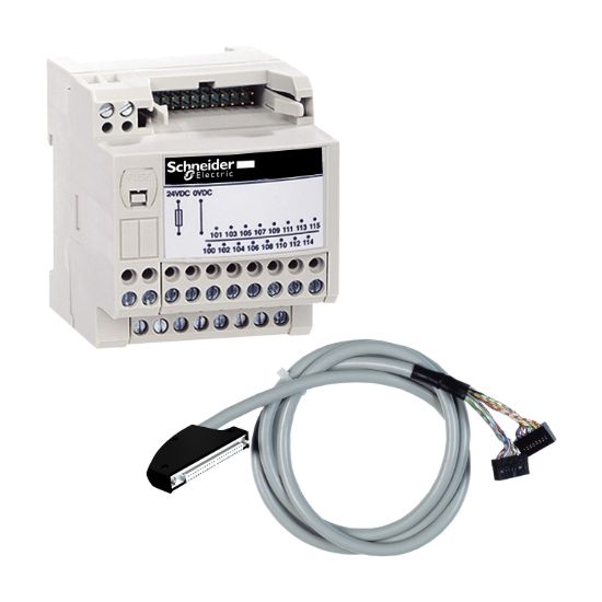 Picture of passive connection sub-base, Modicon ABE7, 16 inputs or outputs, wiring kit,  cable 1m