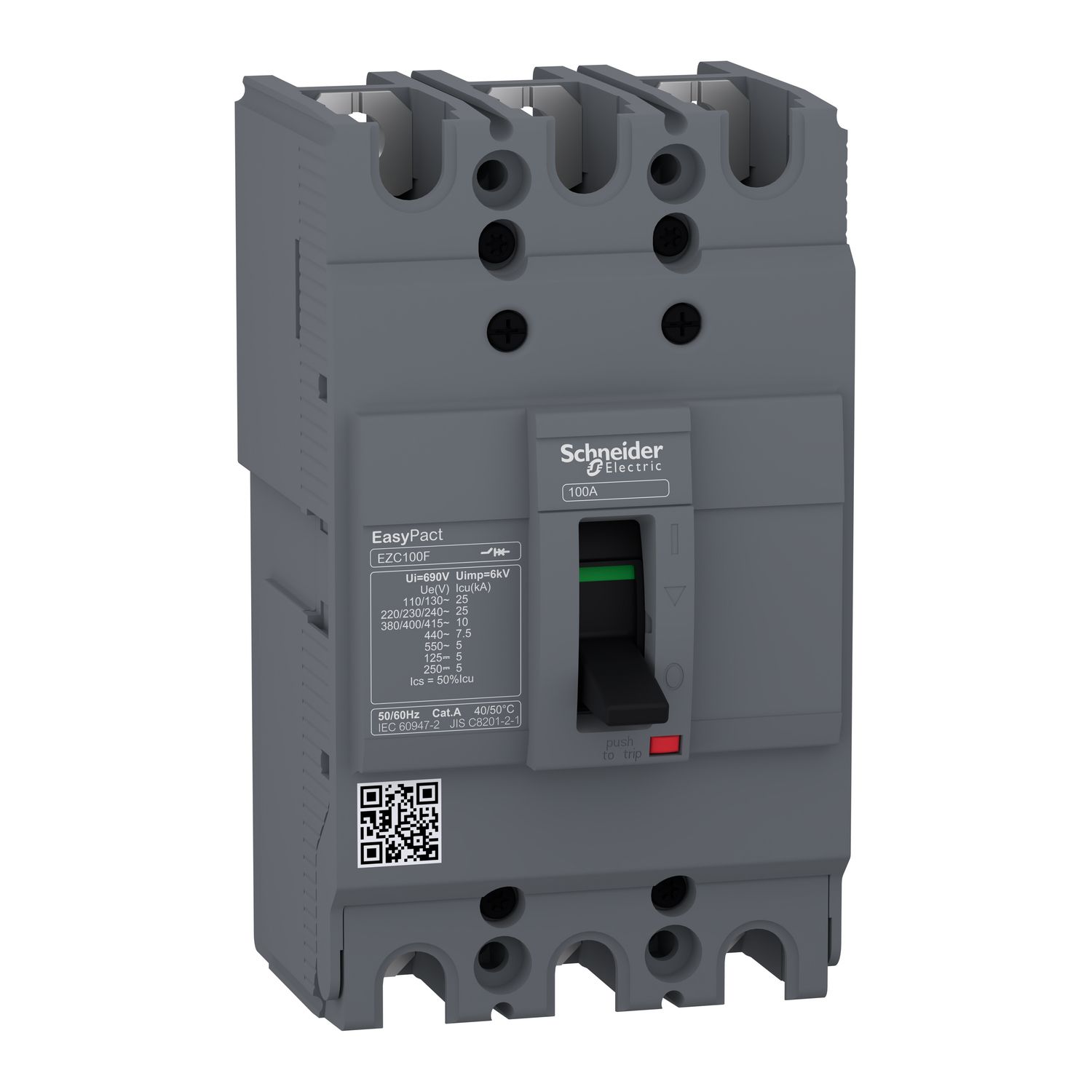 Picture of circuit breaker,EasyPact EZC100F ,TMD, 60A ,3 poles 3d
