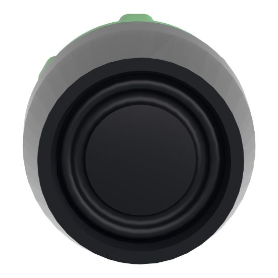 Picture of Push button head, Harmony XB5, plastic, flush, black, 22mm, spring return, coloured boot, unmarked