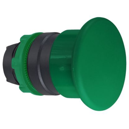 Picture of Head for non illuminated pushbutton, Harmony XB5, plastic, green, mushroom 40mm, 22mm, spring return
