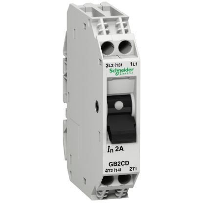 Picture of Circuit breaker, TeSys GB2, 1P+N, 6A, Icu 1.5kA at 240V, Thermal magnetic, DIN rail mounted
