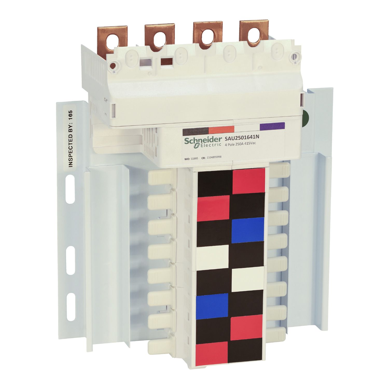 Picture of SAU Chassis, Acti9, 250A, 3*(1Ph+N), 16 poles, 18mm for iC60 MCB and RCBO, top feed