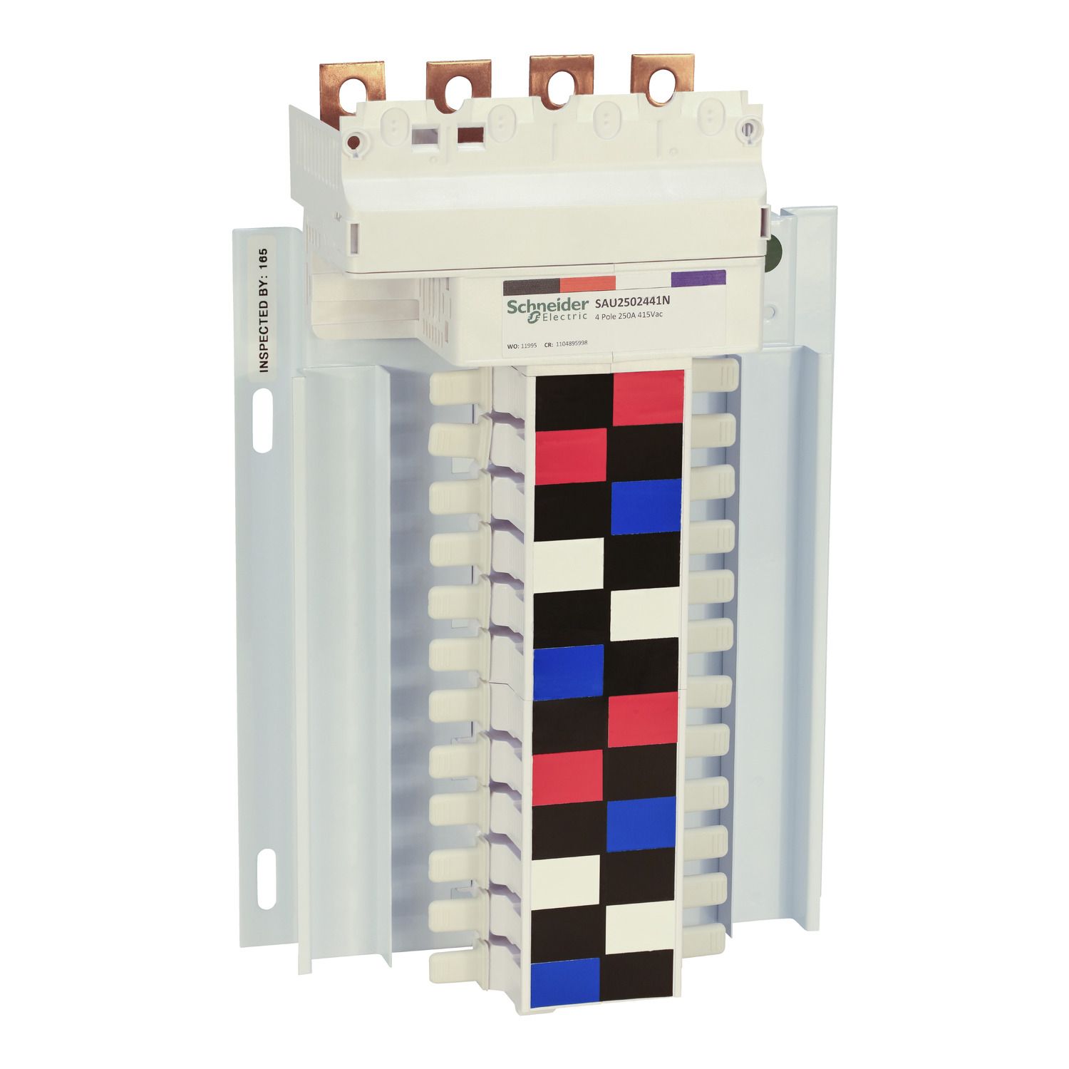 Picture of SAU Chassis, Acti9, 250A, 3*(1Ph+N), 24 poles, 18mm for iC60 MCB and RCBO, top feed