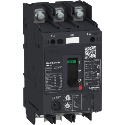 Picture of Motor circuit breaker, TeSys GV4, TeSys GV4, 3P, 50A, Icu 100kA, thermal magnetic, lugs terminals