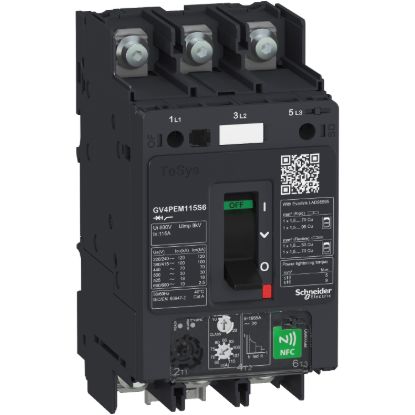 Picture of Motor circuit breaker, TeSys GV4, TeSys GV4, 3P, 80A, Icu 50kA, thermal magnetic multifunction, lugs terminals