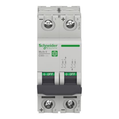 Picture of Miniature circuit breaker (MCB), Multi9 C60H-DC, 2P, 3A, C curve, 5kA (UL1077), 6kA (IEC/EN 60947-2)