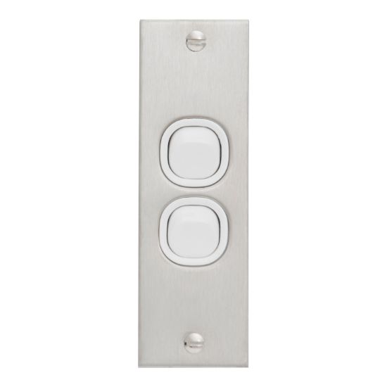 Picture of Flush Switch, Metal Plate Series, 2 Gang, 250VAC, 10A, B Style, Architrave