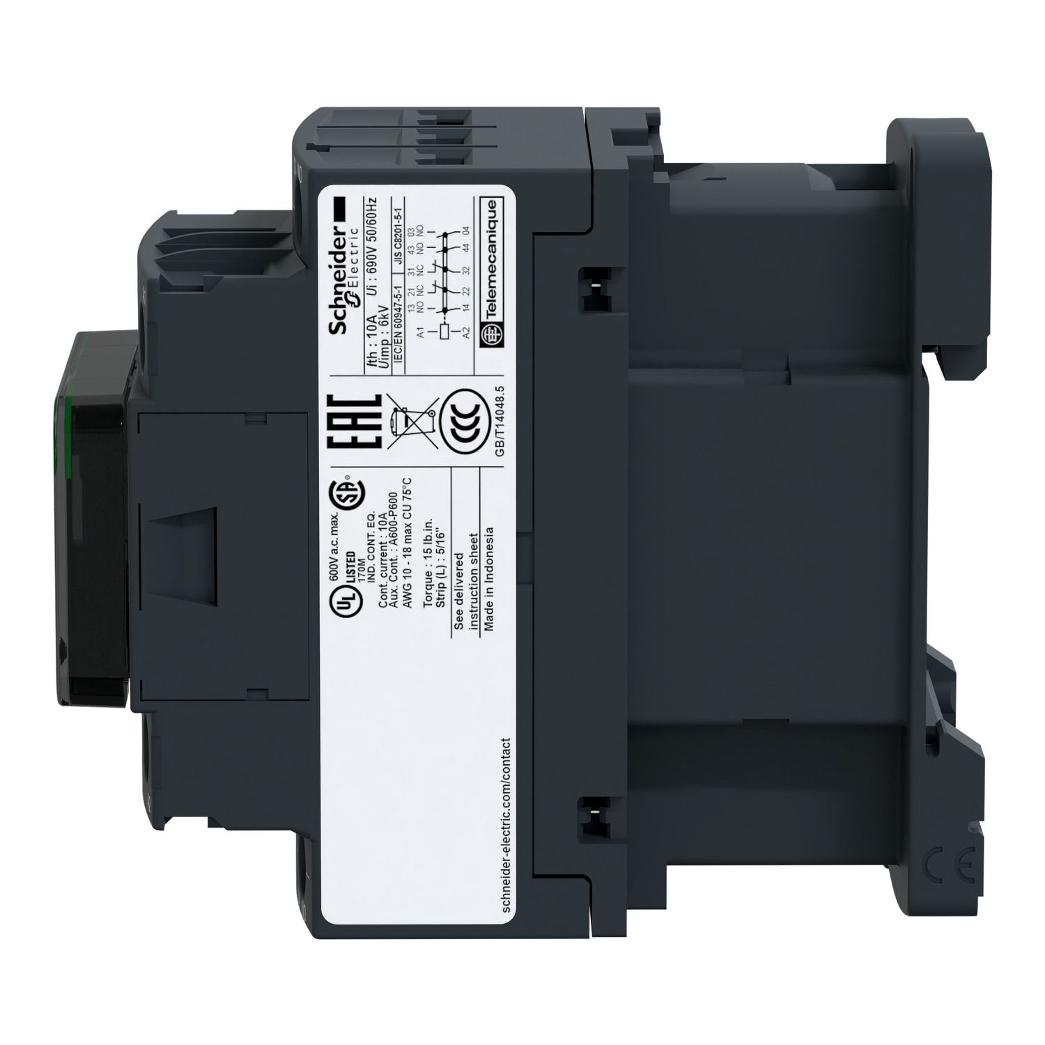 Picture of Control Relay, TeSys K, 3NO+2NC, 0 to 690V, 220VAC 50/60Hz standard coil, screw clamp