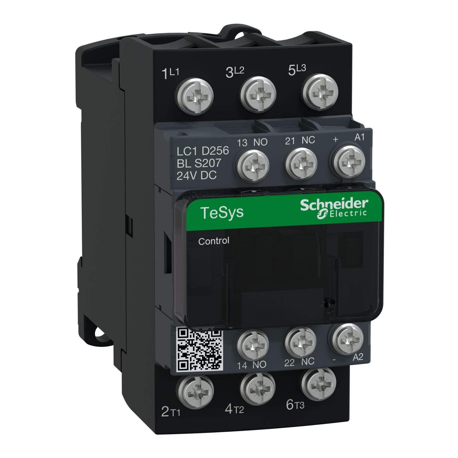 Picture of Contactor, Tesys Deca, railway S207, 3P(3NO), AC-3/AC-3e, 25A, <=440V, 24V DC low consumption coil, lugs-ring terminals