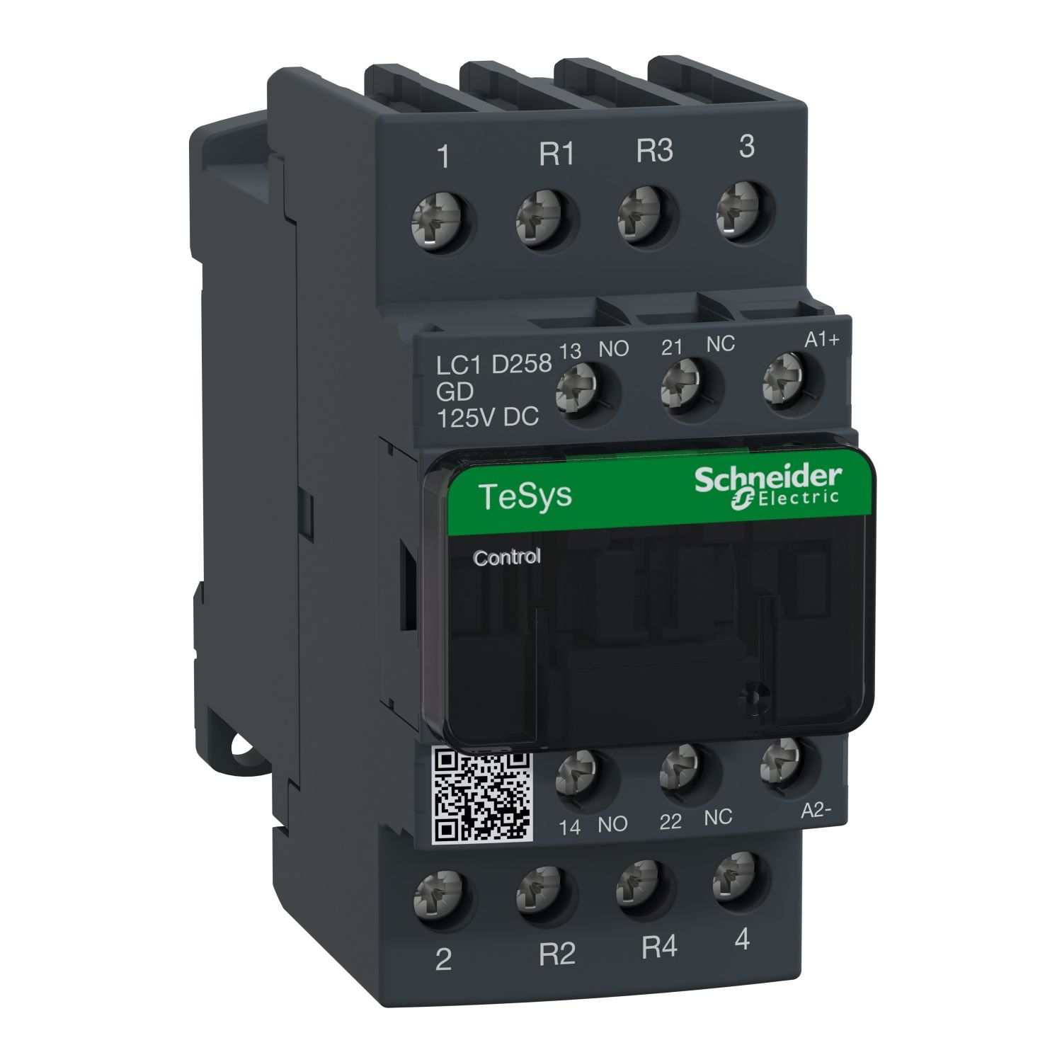 Picture of Contactor, TeSys Deca, 4P(2NO+2NC), AC-1, <=440V, 40A, 125VDC coil, screw clamp terminal