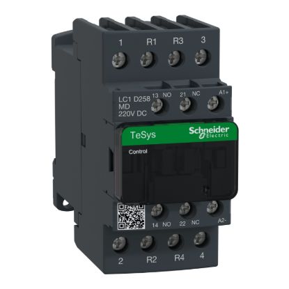 Picture of Contactor, TeSys Deca, 4P(2NO+2NC), AC-1, <=440V, 40A, 220VDC coil, screw clamp terminal