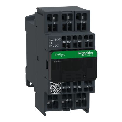 Picture of Contactor, TeSys Deca, 3P(3NO), AC-3/AC-3e, <=440V, 38A, 24V DC coil, spring terminals