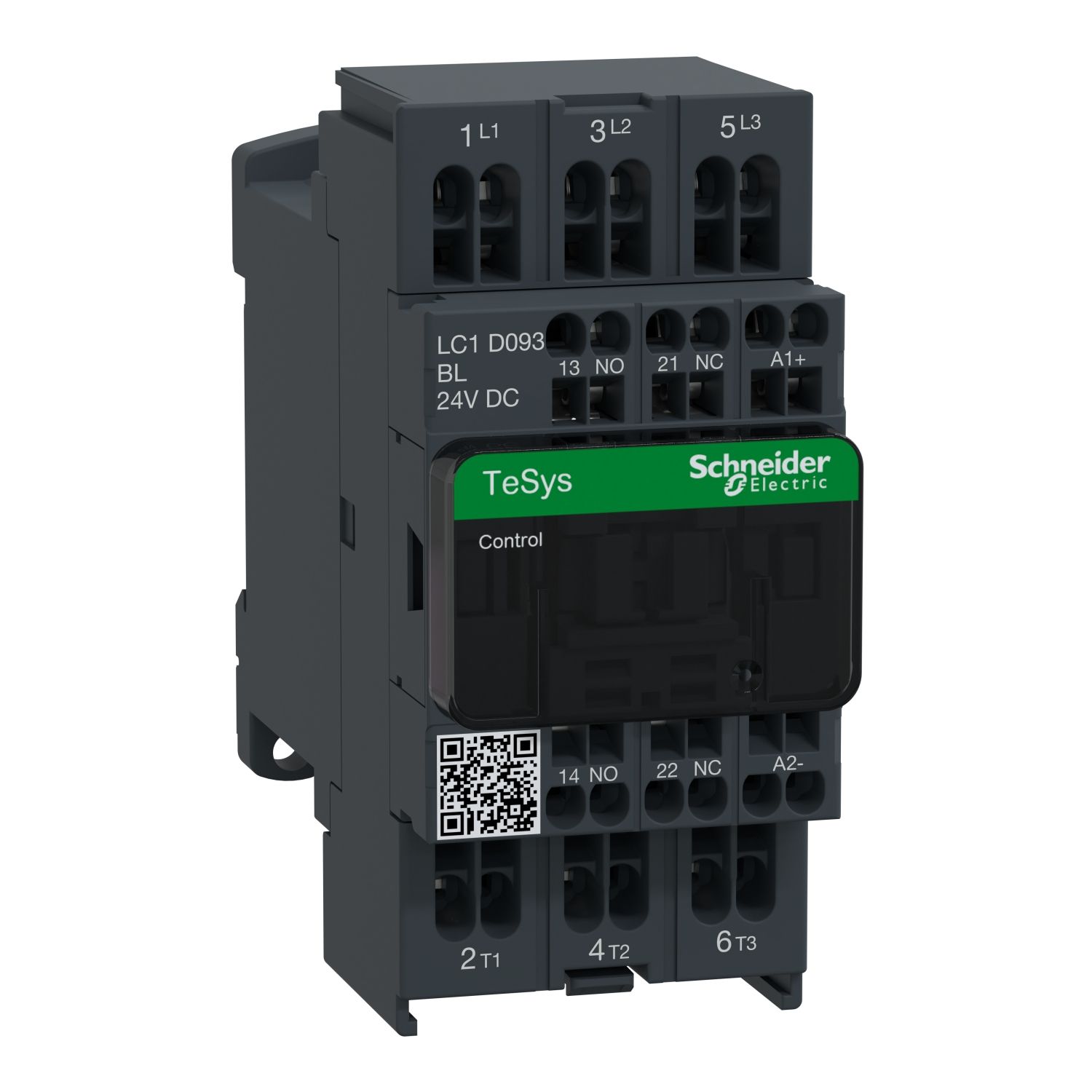 Picture of Contactor, TeSys Deca, 3P(3NO), AC-3/AC-3e, <=440V, 9A, 24V DC low consumption coil, spring terminals
