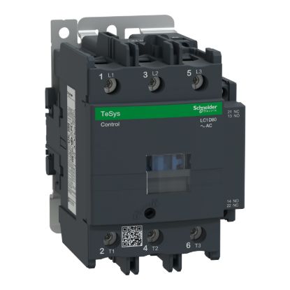 Picture of Contactor, TeSys D, TeSys Deca, 3P(3NO), AC-3/AC-3e, <=440V, 80A, 120V AC 60Hz coil