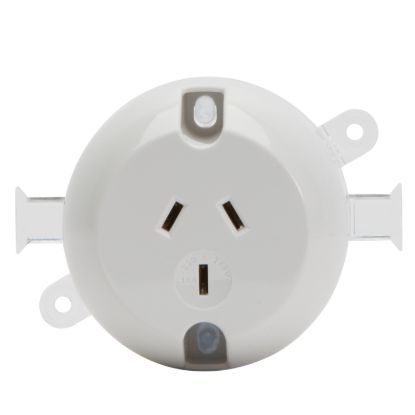 Picture of Surface Socket Outlet With Mounting Plate; 10A, 250VAC, 1-Gang, White