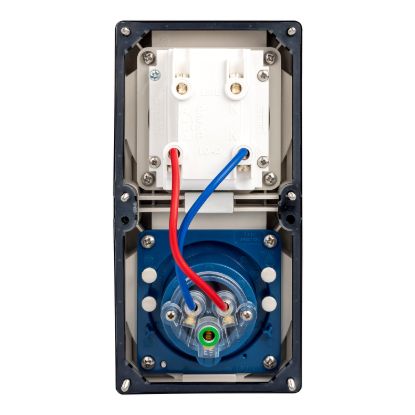 Picture of RCD Protected IEC Socket, 16A, 240V, 3-Round Pin, 2-Gang, Grey