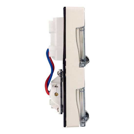 Picture of RCD Protected Socket, 20A, 240V, 3-Round Pin, 2-Gang, Grey