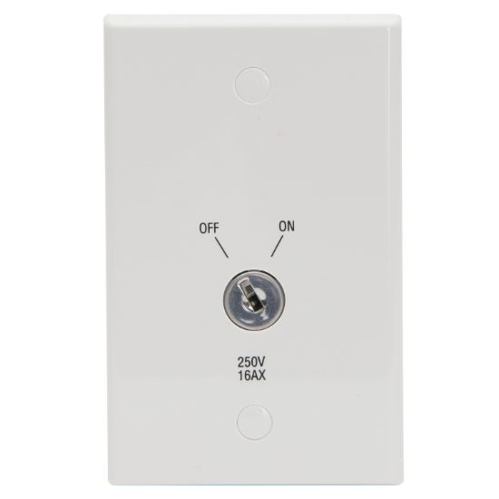 Picture of 2-Way Lockable ON/OFF Keylock Switch; 16A, 250V, White