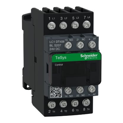Picture of Contactor, TeSys Deca S207,4P(4NO),AC-1 40A , <=440V, 24V DC coil low consumption coil, lugs-ring terminal