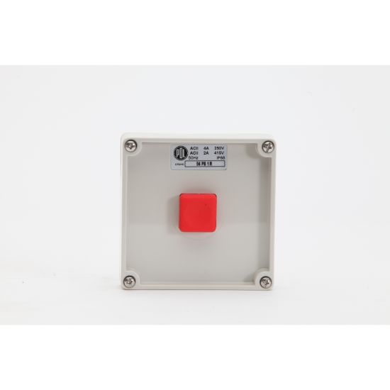 Picture of Push Button Switch, 1-Gang, 16A, 250V, Red Button, Grey