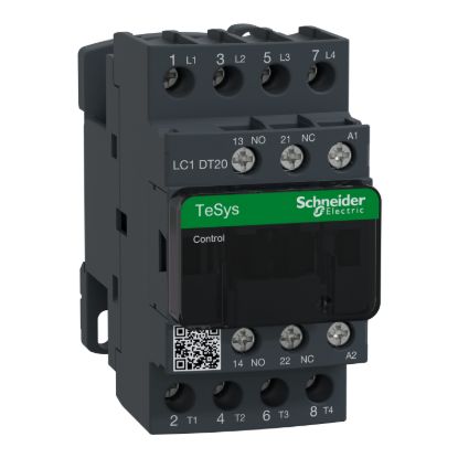 Picture of Contactor, TeSys D, TeSys Deca, 4P(4 NO), AC-1, 0 to 440V, 20A, 230VAC 50/60Hz coil