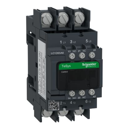 Picture of Contactor, TeSys Deca, 3P(3 NO), AC-3/AC-3e, <=400V, 65A, 230V AC 50/60Hz coil, lugs-ring terminals