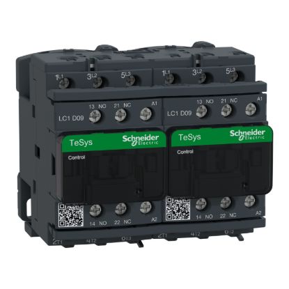 Picture of Reversing Contactor, TeSys Deca, 3P(3NO), AC-3, <=440V, 9A, 110V AC 50/60Hz coil, screw clamp terminals