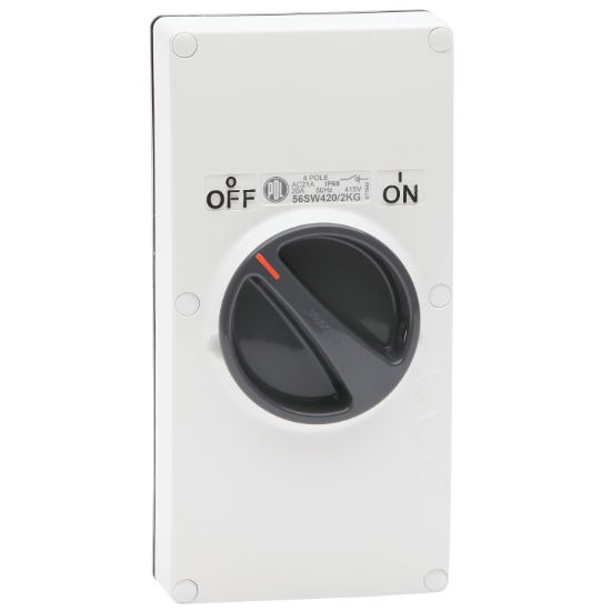 Picture of Switch - KG Series, 20A, 500V, 4-Pole, 2-Gang, Resistant White