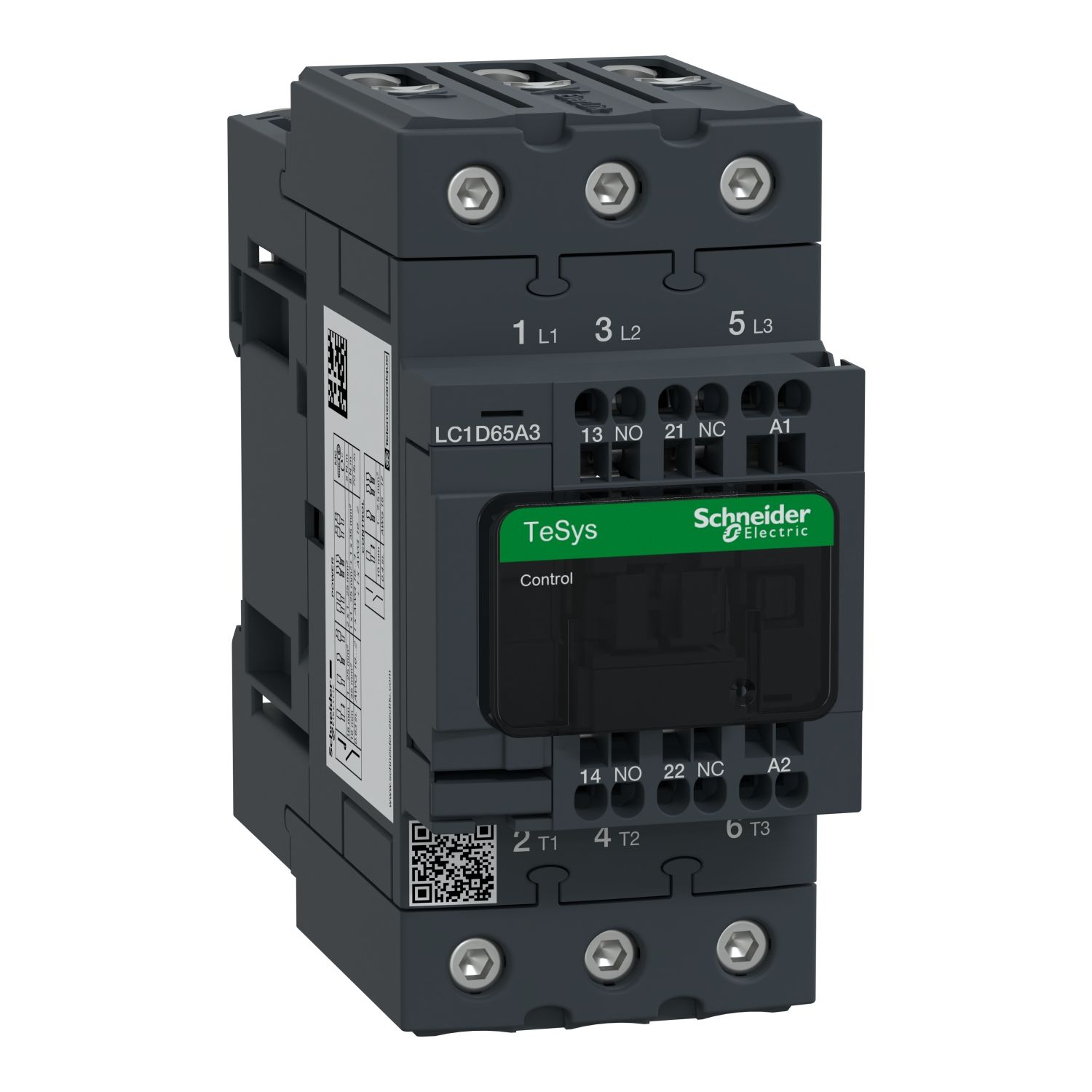 Picture of Contactor, TeSys Deca, 3P(3 NO), AC-3/AC-3e, <=400V, 65A, 115V AC 50/60Hz coil, spring terminals
