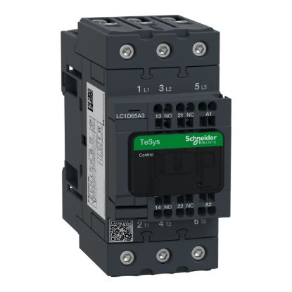 Picture of Contactor, TeSys Deca, 3P(3 NO), AC-3/AC-3e, <=400V, 65A, 115V AC 50/60Hz coil, spring terminals