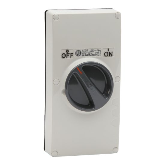 Picture of Switch - Base Mount, 20A, 415V, 4-Pole, 2-Gang, Grey