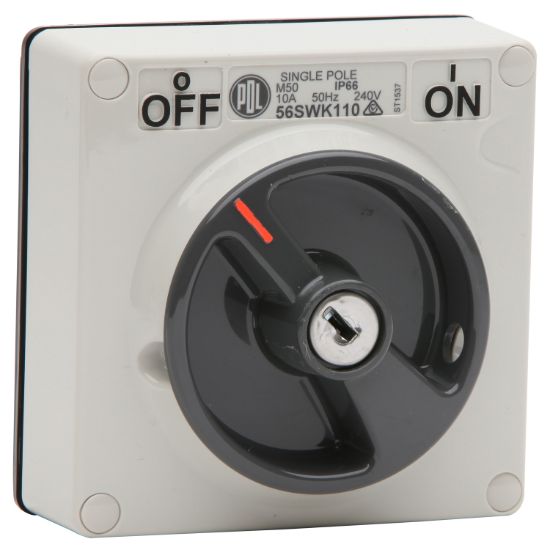 Picture of Switch - Keylock, 10A, 240V, 1-Pole, Grey