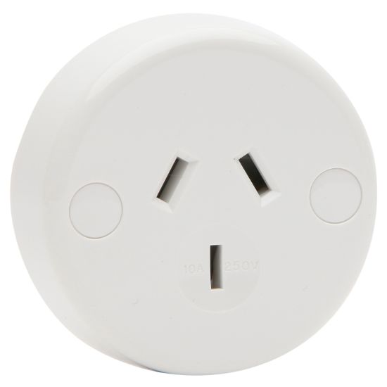 Picture of Single Round Flush Unswitched Shuttered Socket; General Accessories, 10A, 250V, White