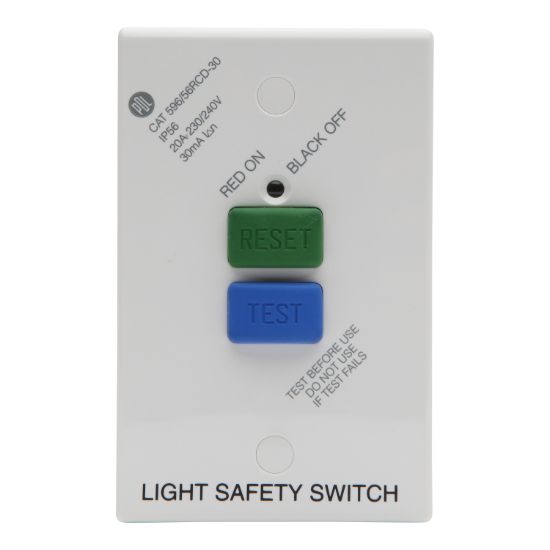 Picture of Flush Plate-Mounted RCD; 20A, 230 - 240VAC, 30mA Trip