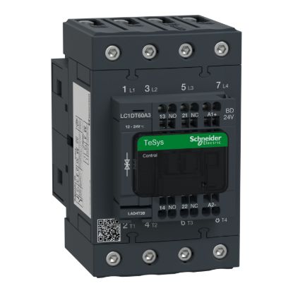 Picture of Contactor, TeSys Deca, 4P(4 NO), AC-1, <=440V, 60A, 24VDC standard coil, spring terminals