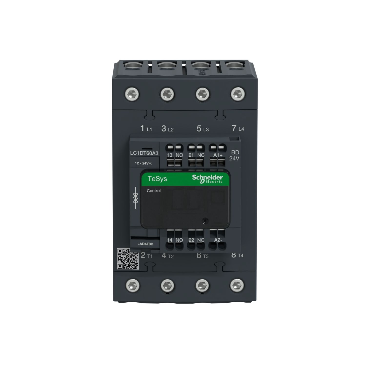 Picture of Contactor, TeSys Deca, 4P(4 NO), AC-1, <=440V, 60A, 24VDC standard coil, spring terminals