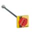 Picture of extended rotary handle, Compact INS40 to INS60, IP55, IK08, red handle on yellow front, front control