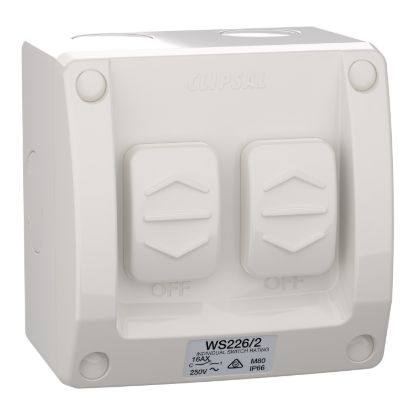 Picture of Switch, Weathershield, 2-Gang, 16AX, 250VAC, IP66