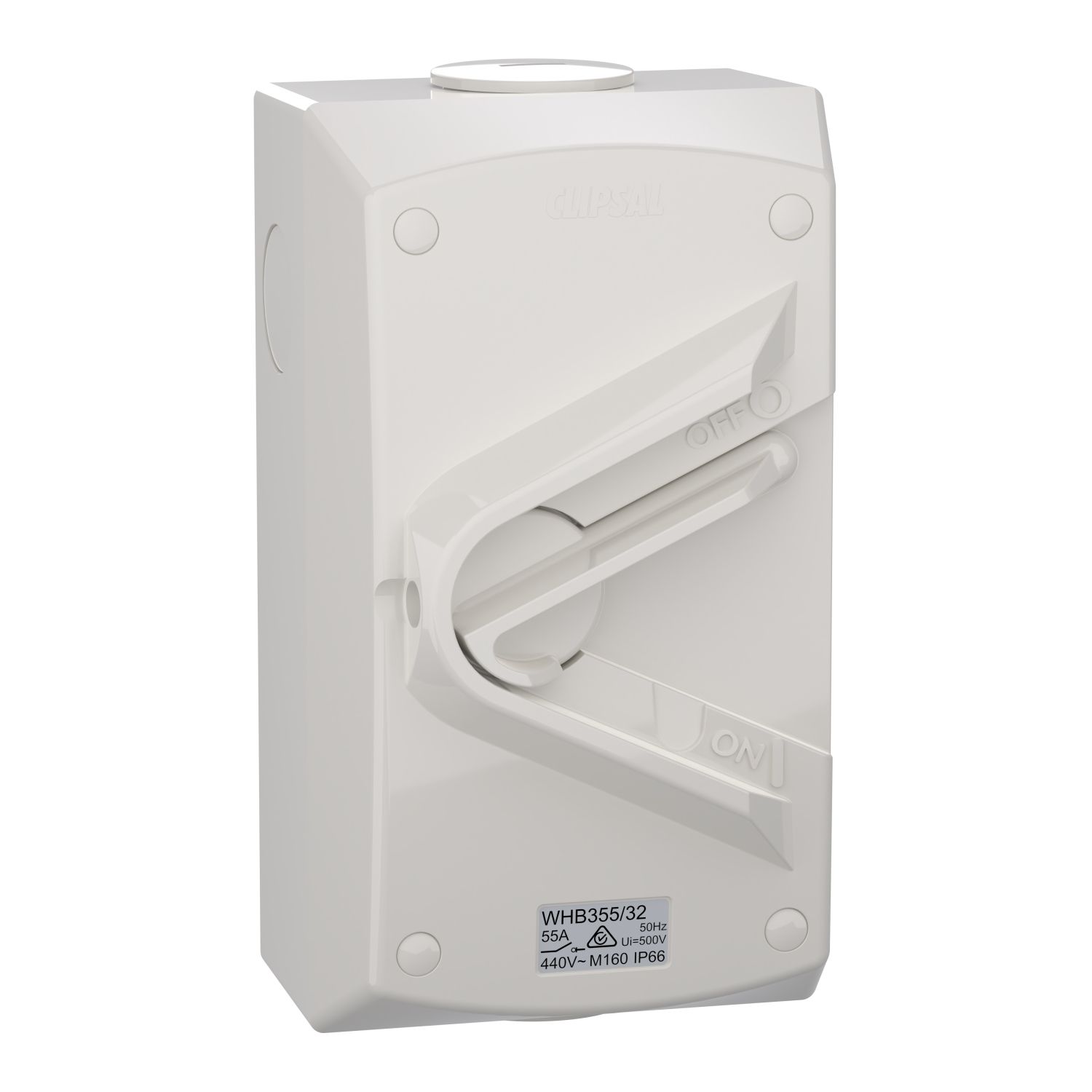 Picture of Switch, Weathershield, 1-Gang, 32mm Entry, 3 Pole, 55A, 440VAC, IP66